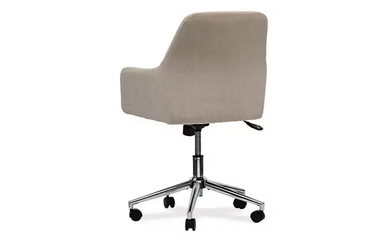 Sedia da lavoro di metà secolo, altezza regolabile da 18,9" a 22,24", seduta e schienale in tessuto crema