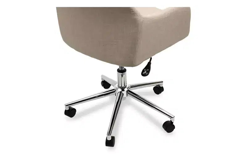 Sedia da lavoro di metà secolo, altezza regolabile da 18,9" a 22,24", seduta e schienale in tessuto crema