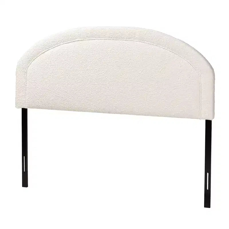 Testiera in tessuto bouclé color crema, queen size