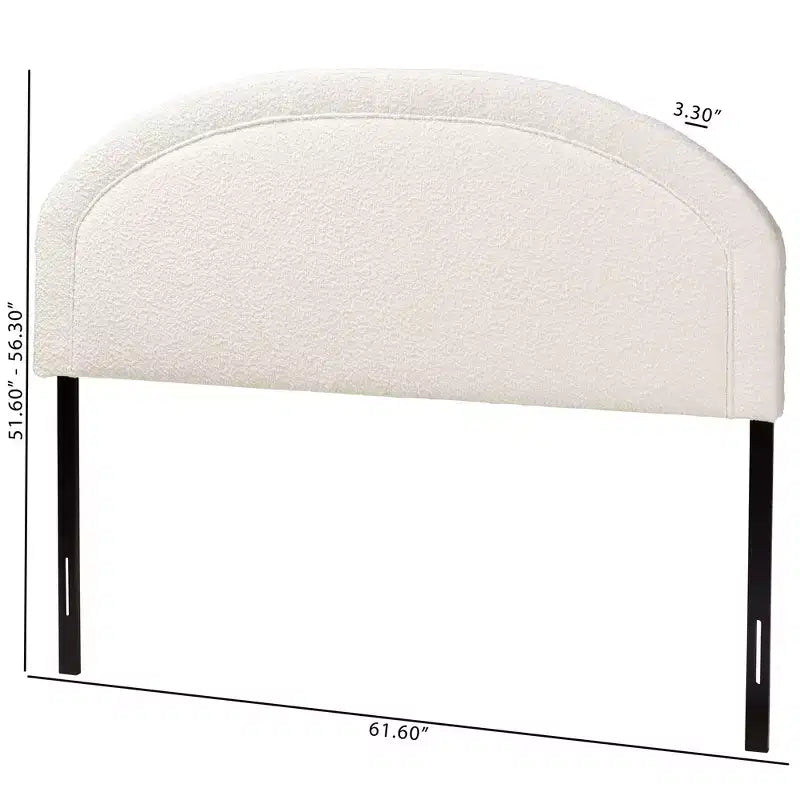 Testiera in tessuto bouclé color crema, queen size