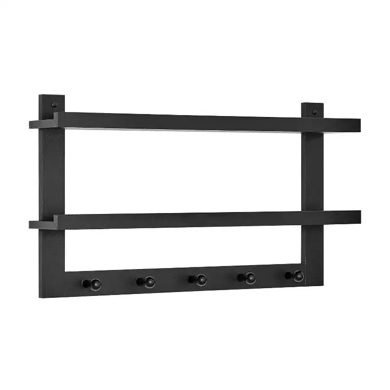 29 x 16 Mensola a Muro a 2 Livelli con Cinque Ganci Appendiabiti - Danya B.