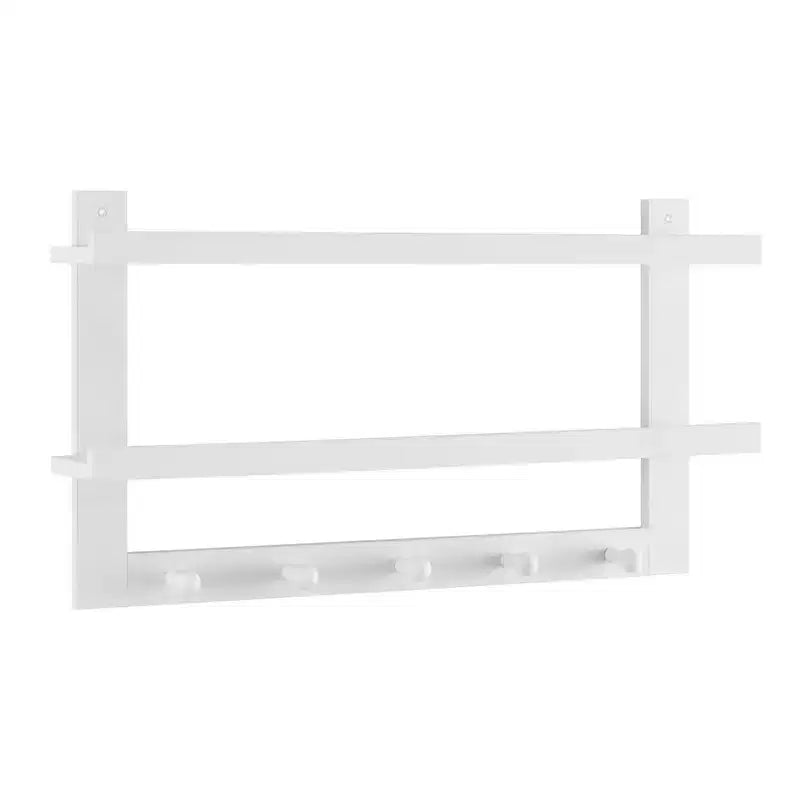 29 x 16 Mensola a Muro a 2 Livelli con Cinque Ganci Appendiabiti - Danya B.