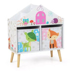 Libreria per bambini a forma di casa delle bambole con contenitore per giocattoli e organizer espositivo