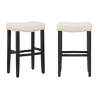 Sgabello da bar imbottito con sedile a sella da 29", set da 2 – Nero/Beige