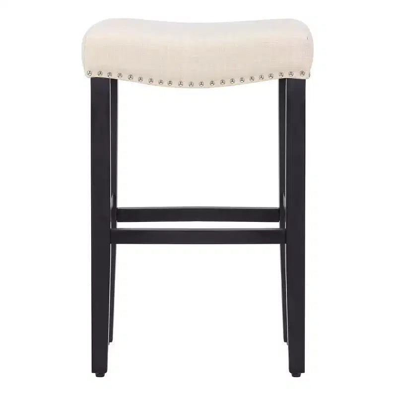 Sgabello da bar imbottito con sedile a sella da 29", set da 2 – Nero/Beige