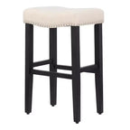 Sgabello da bar imbottito con sedile a sella da 29", set da 2 – Nero/Beige