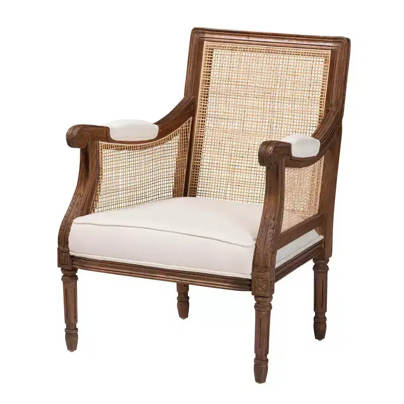 Poltrona con accenti in tessuto e legno Desmond Bali & Pari