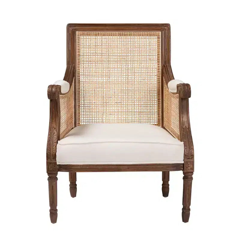 Poltrona con accenti in tessuto e legno Desmond Bali & Pari