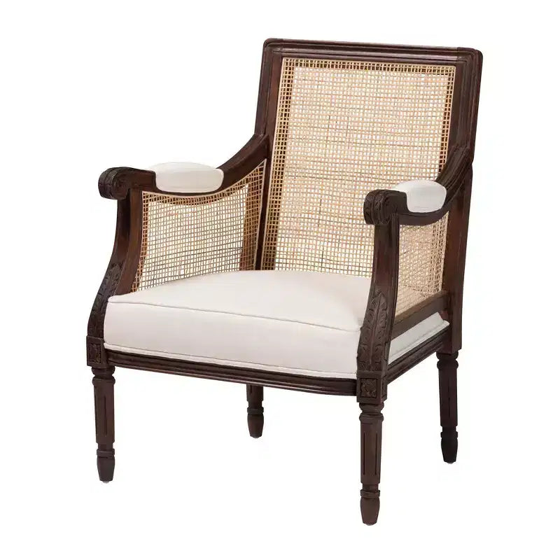 Poltrona con accenti in tessuto e legno Desmond Bali & Pari