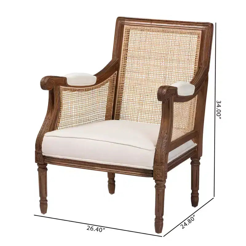 Poltrona con accenti in tessuto e legno Desmond Bali & Pari