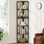 Libreria angolare da 67", scaffale portaoggetti a 6 ripiani