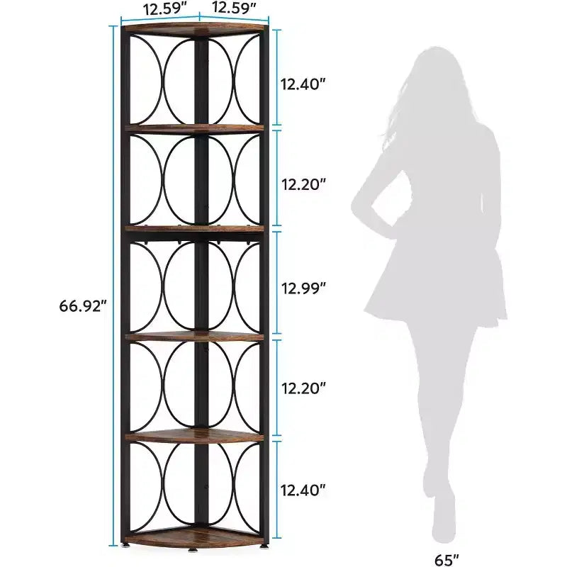Libreria angolare da 67", scaffale portaoggetti a 6 ripiani