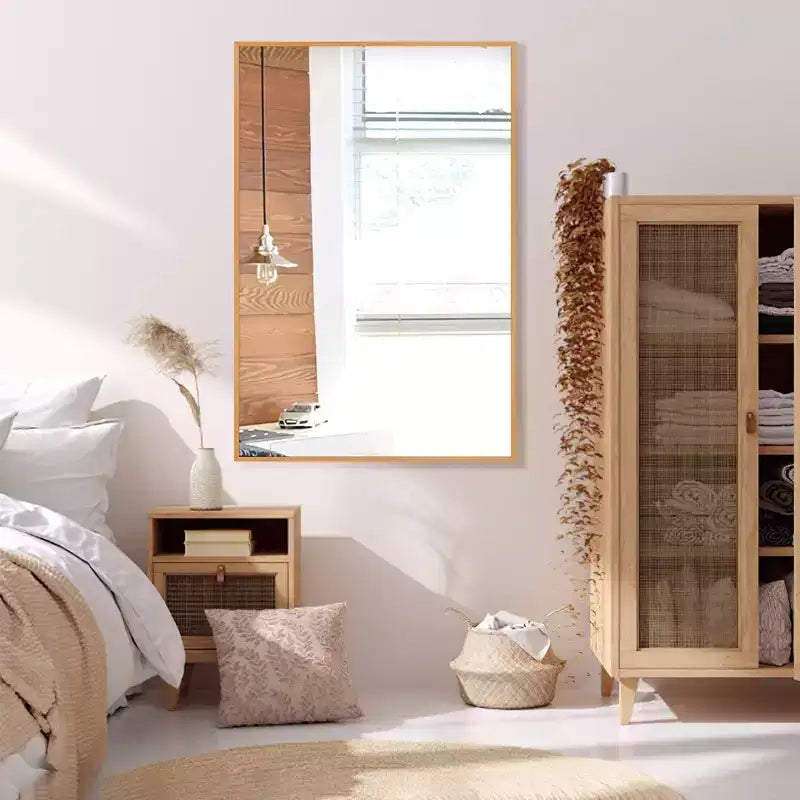 Specchio da parete decorativo rettangolare con cornice moderna in metallo