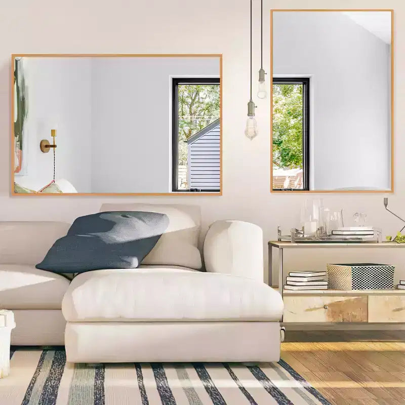 Specchio da parete decorativo rettangolare con cornice moderna in metallo