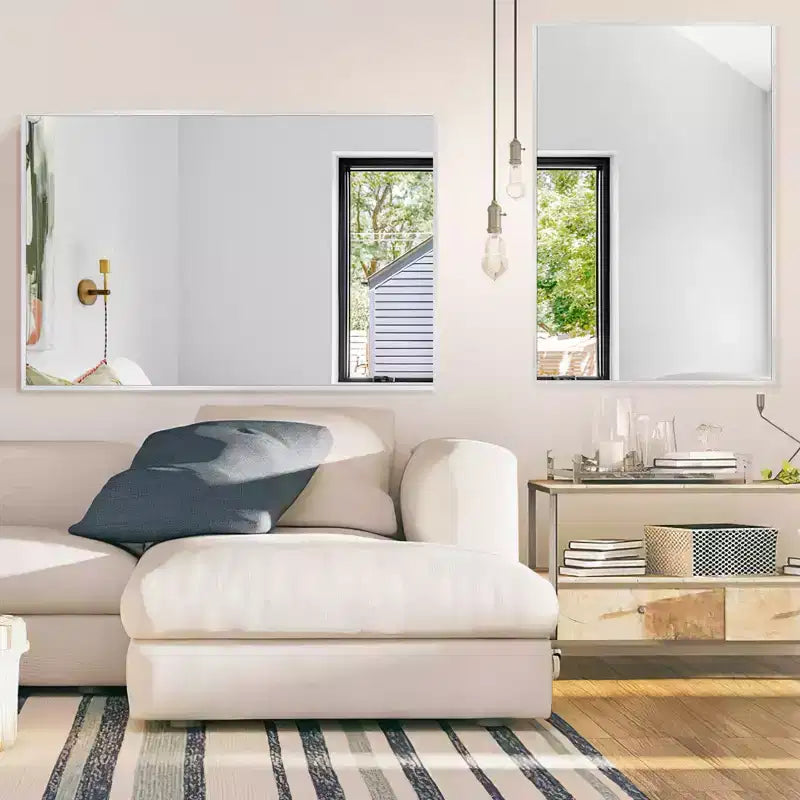 Specchio da parete decorativo rettangolare con cornice moderna in metallo