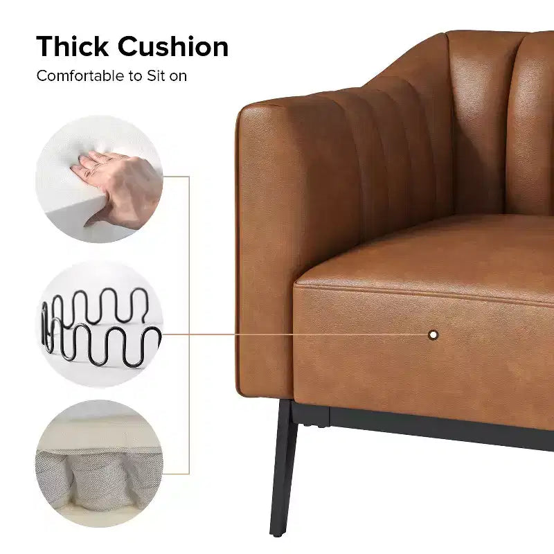 Poltroncina da 76 cm in similpelle con gambe in metallo