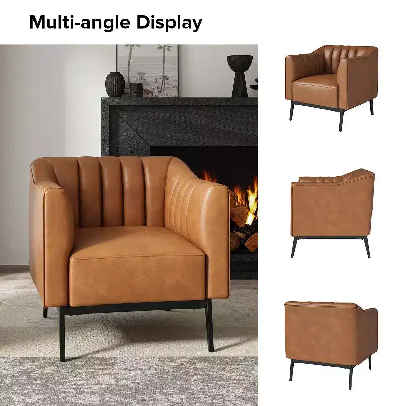 Poltroncina da 76 cm in similpelle con gambe in metallo