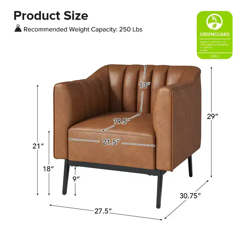 Poltroncina da 76 cm in similpelle con gambe in metallo