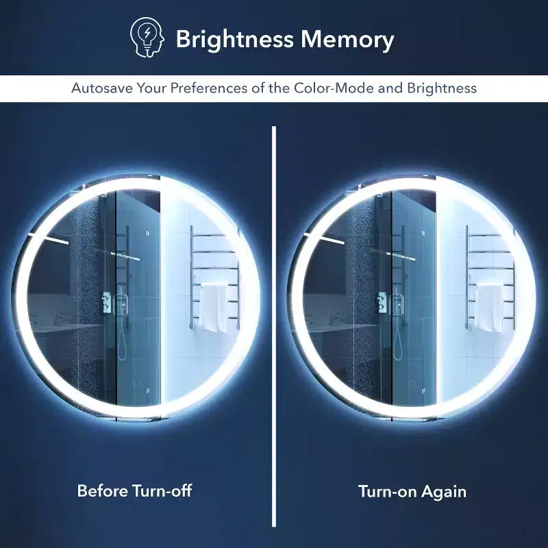 Specchio da bagno rotondo senza cornice a LED con antiappannamento e controllo smart touch
