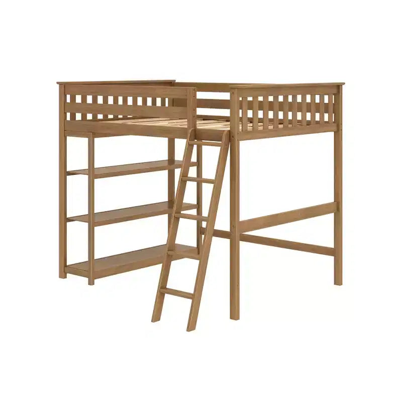 Letto alto a soppalco matrimoniale con scaletta e libreria