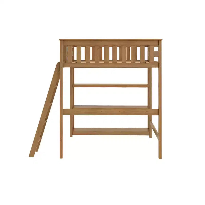 Letto alto a soppalco matrimoniale con scaletta e libreria