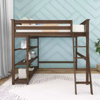 Letto alto a soppalco matrimoniale con scaletta e libreria