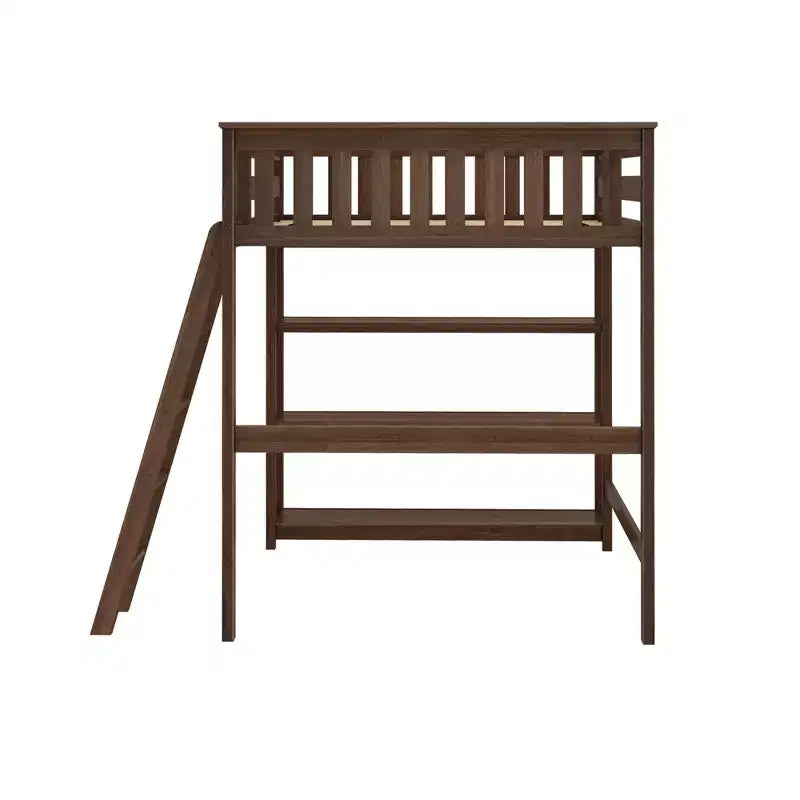 Letto alto a soppalco matrimoniale con scaletta e libreria