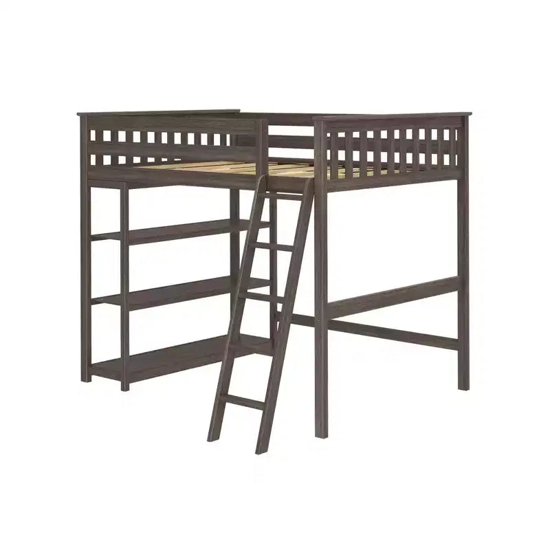 Letto alto a soppalco matrimoniale con scaletta e libreria