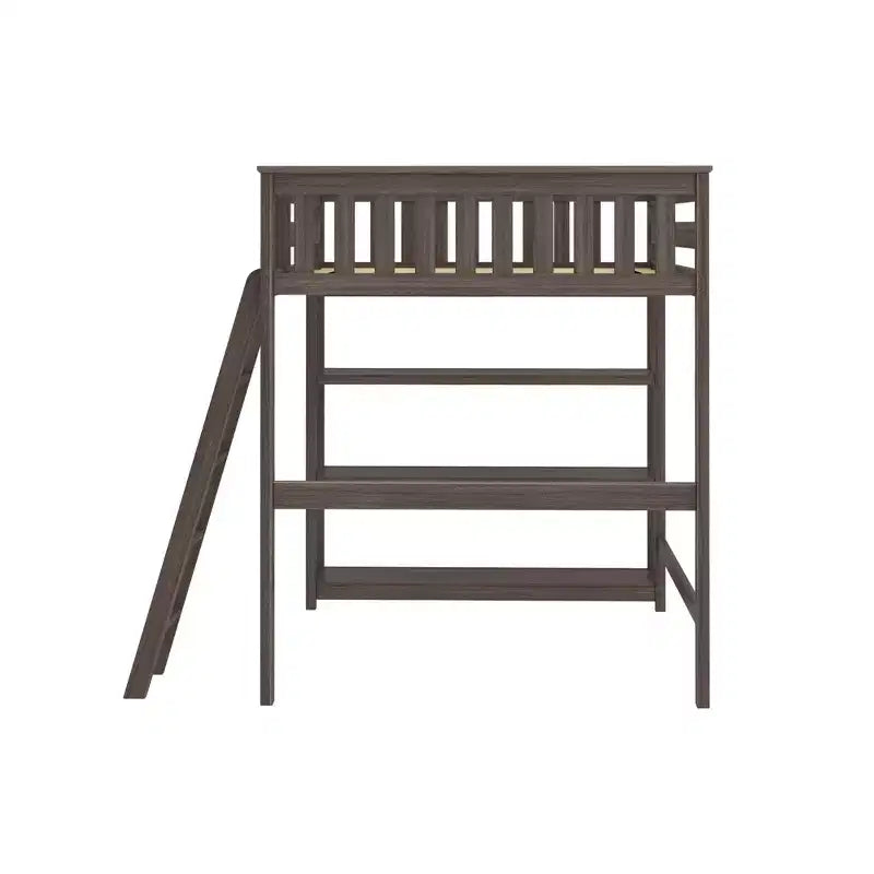 Letto alto a soppalco matrimoniale con scaletta e libreria