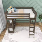 Letto alto a soppalco matrimoniale con scaletta e libreria