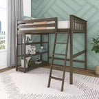 Letto alto a soppalco matrimoniale con scaletta e libreria