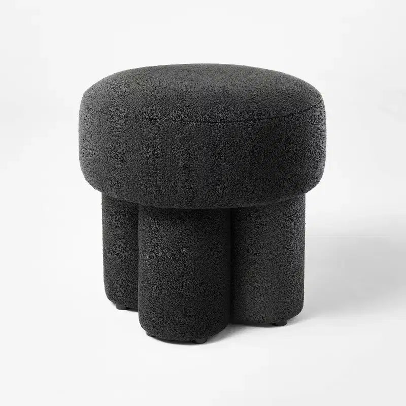 Sgabello Pouf Accent Completamente Imbottito in Bouclé