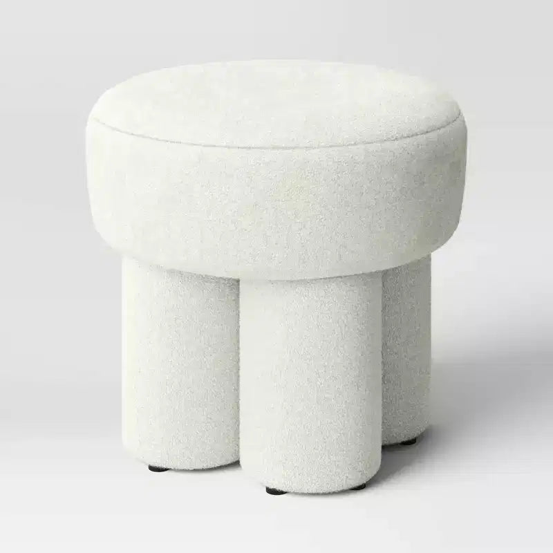 Sgabello Pouf Accent Completamente Imbottito in Bouclé