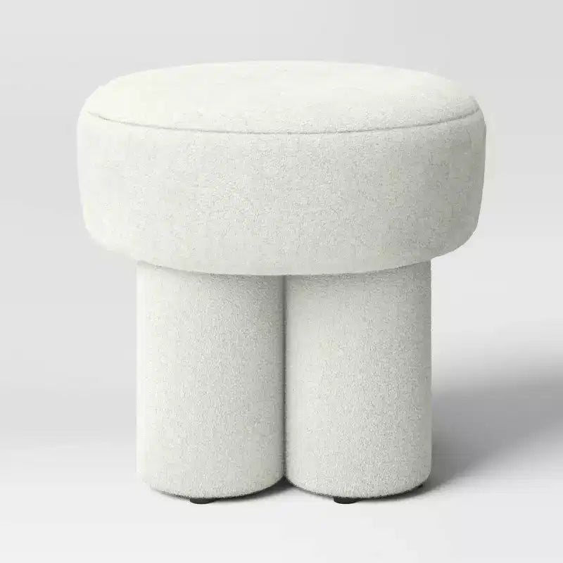 Sgabello Pouf Accent Completamente Imbottito in Bouclé