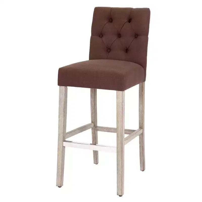 Sgabello da bar imbottito in lino capitonné da 29", marrone