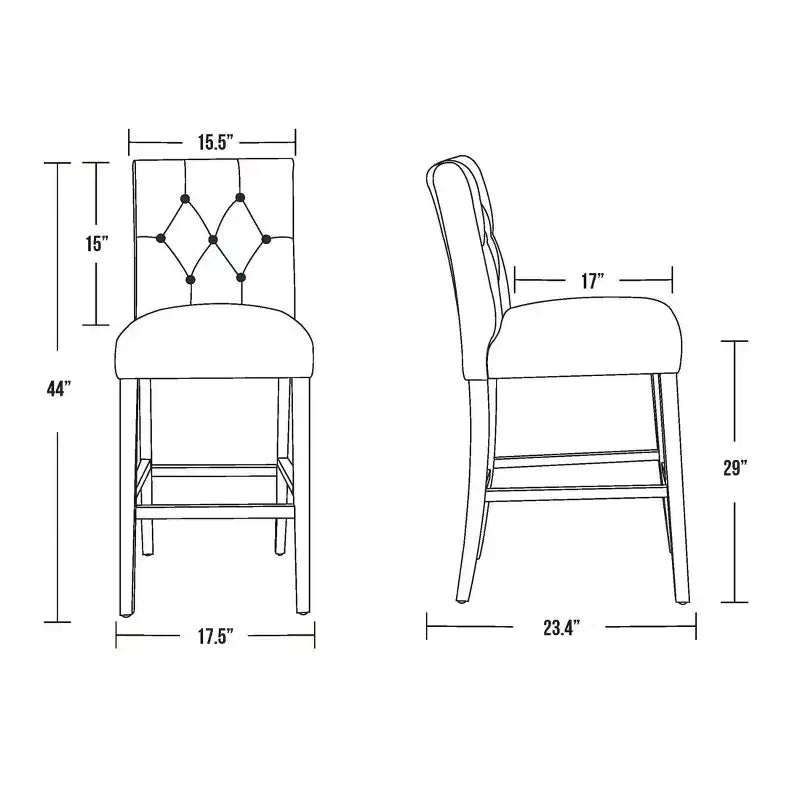 Sgabello da bar imbottito in lino capitonné da 29", tè
