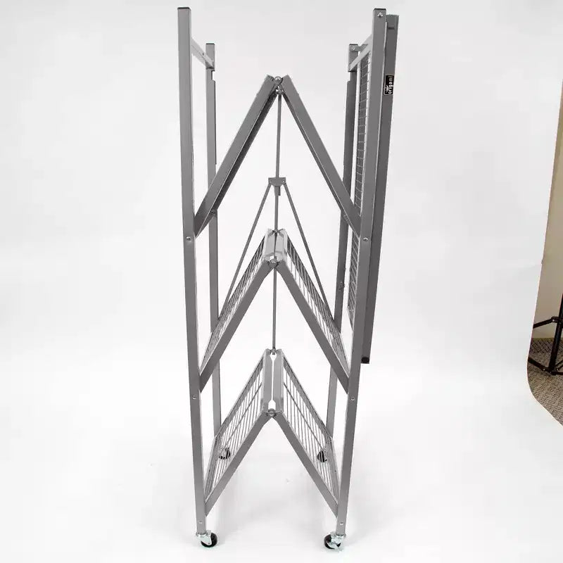 Scaffale portaoggetti pieghevole in metallo a 4 ripiani con ruote, capacità 450 kg, peltro – Ricondizionato certificato