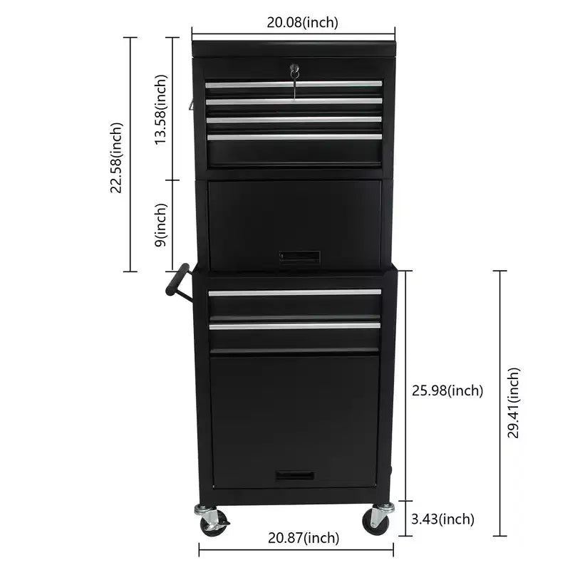 Cassetta degli attrezzi a 6 cassetti con ruote, armadietto portautensili Meta con cassetta superiore rimovibile, carrello portautensili su ruote per officina, magazzino, garage