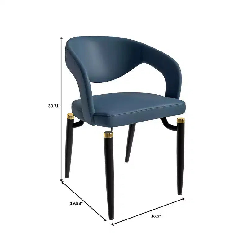 Sedia da pranzo imbottita con schienale curvo aperto e gambe in metallo