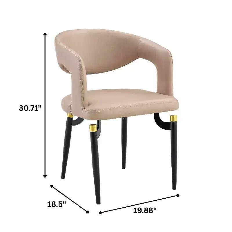 Sedia da pranzo imbottita con schienale curvo aperto e gambe in metallo