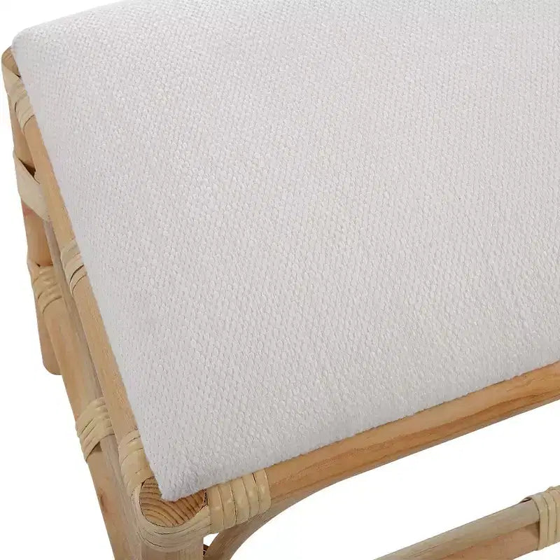 Panca piccola rettangolare in tessuto bianco da 24W