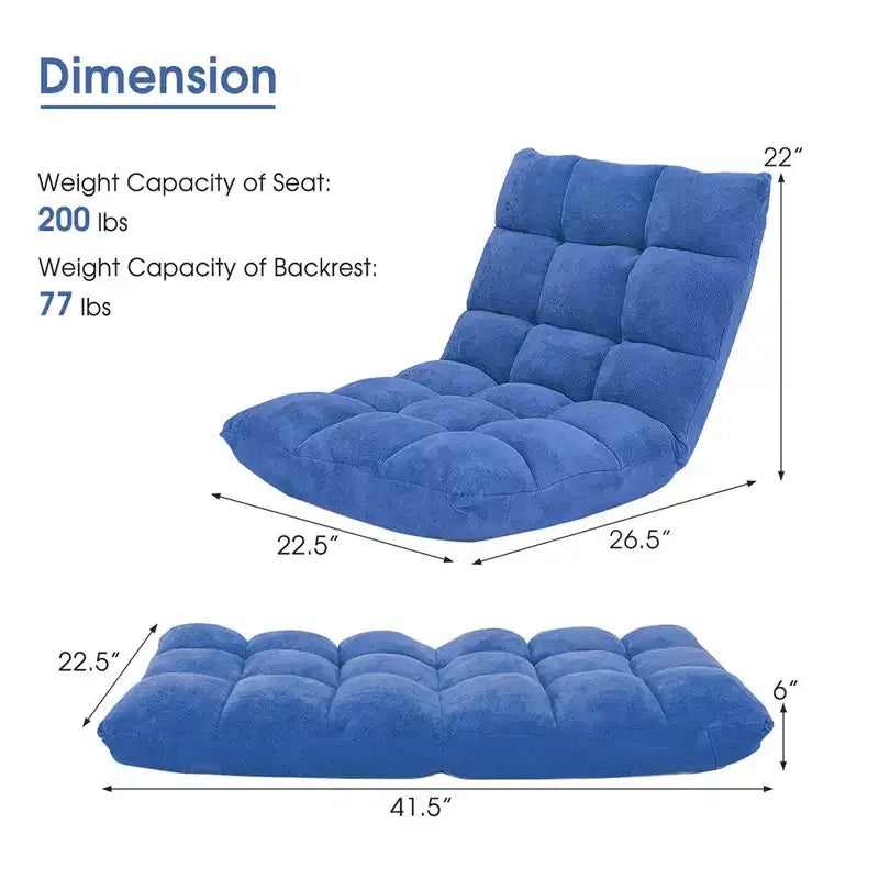 Sedia da pavimento regolabile in 14 posizioni con seduta imbottita, poltrona pieghevole "Lazy Sofa"