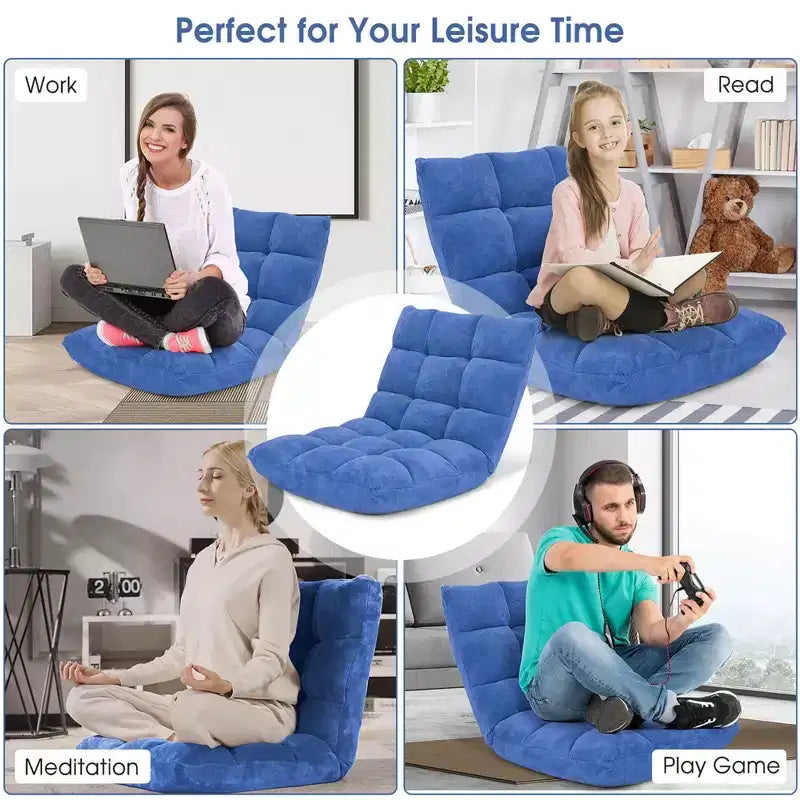 Sedia da pavimento regolabile in 14 posizioni con seduta imbottita, poltrona pieghevole "Lazy Sofa"