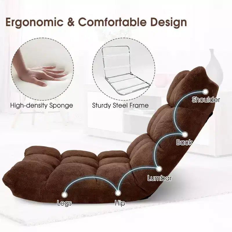 Sedia da pavimento regolabile in 14 posizioni con seduta imbottita, poltrona pieghevole "Lazy Sofa"
