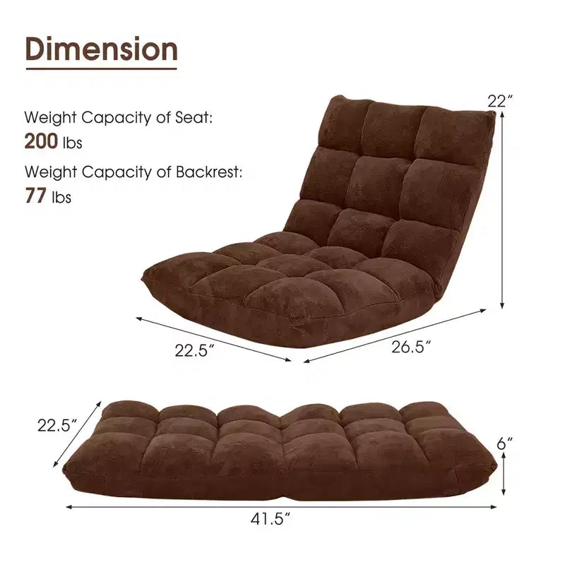 Sedia da pavimento regolabile in 14 posizioni con seduta imbottita, poltrona pieghevole "Lazy Sofa"