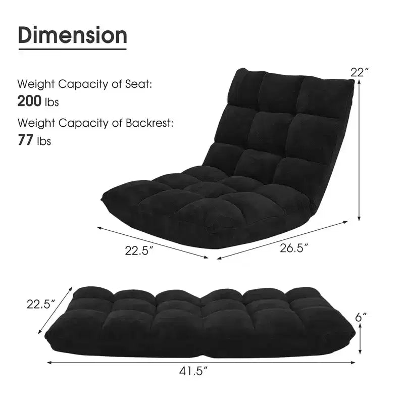 Sedia da pavimento regolabile in 14 posizioni con seduta imbottita, poltrona pieghevole "Lazy Sofa"