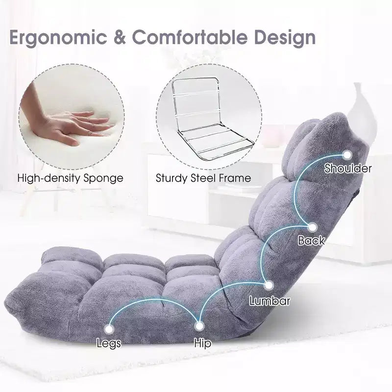 Sedia da pavimento regolabile in 14 posizioni con seduta imbottita, poltrona pieghevole "Lazy Sofa"