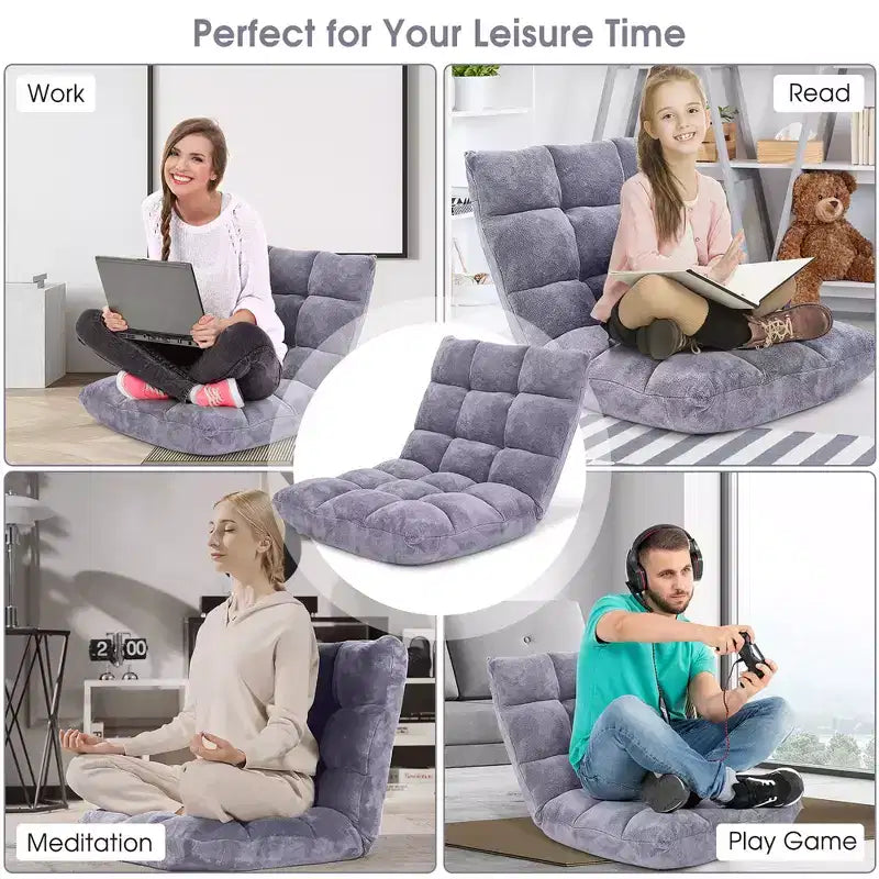 Sedia da pavimento regolabile in 14 posizioni con seduta imbottita, poltrona pieghevole "Lazy Sofa"