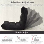Sedia da pavimento regolabile in 14 posizioni con seduta imbottita, poltrona pieghevole "Lazy Sofa"