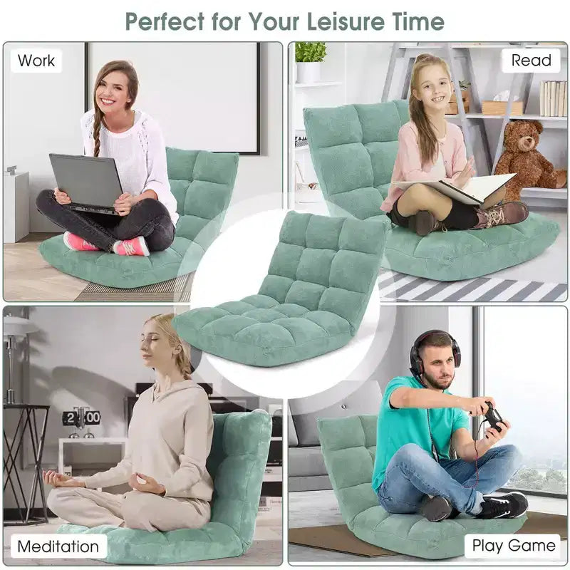 Sedia da pavimento regolabile in 14 posizioni con seduta imbottita, poltrona pieghevole "Lazy Sofa"